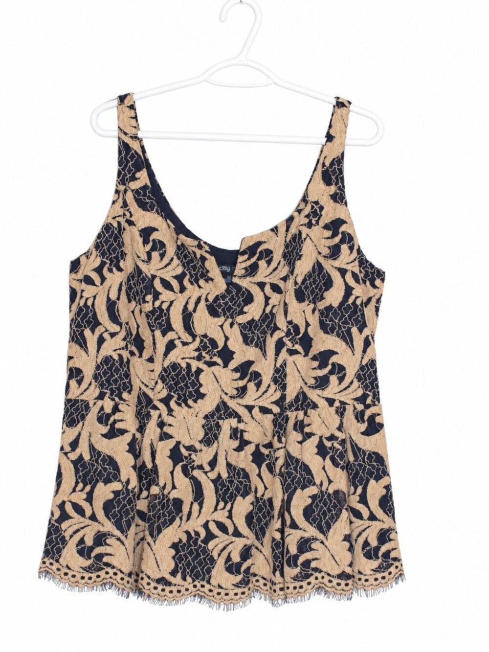 CITY CHIC Black Gold Baroque Floral Lace Harmony Cocktail Peplum Top Size 20